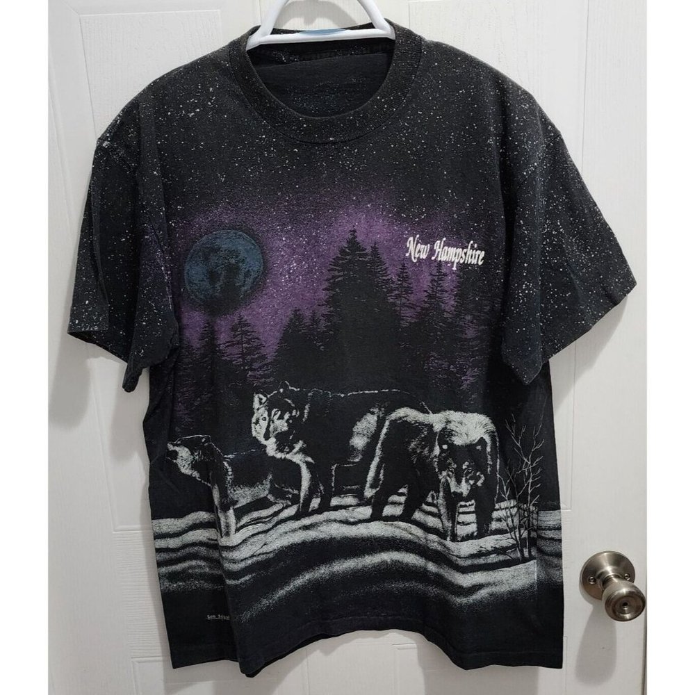 VTG New Hampshire Wolves Nature Single‎ Stitch T Shirt USA Made San Segal Size L